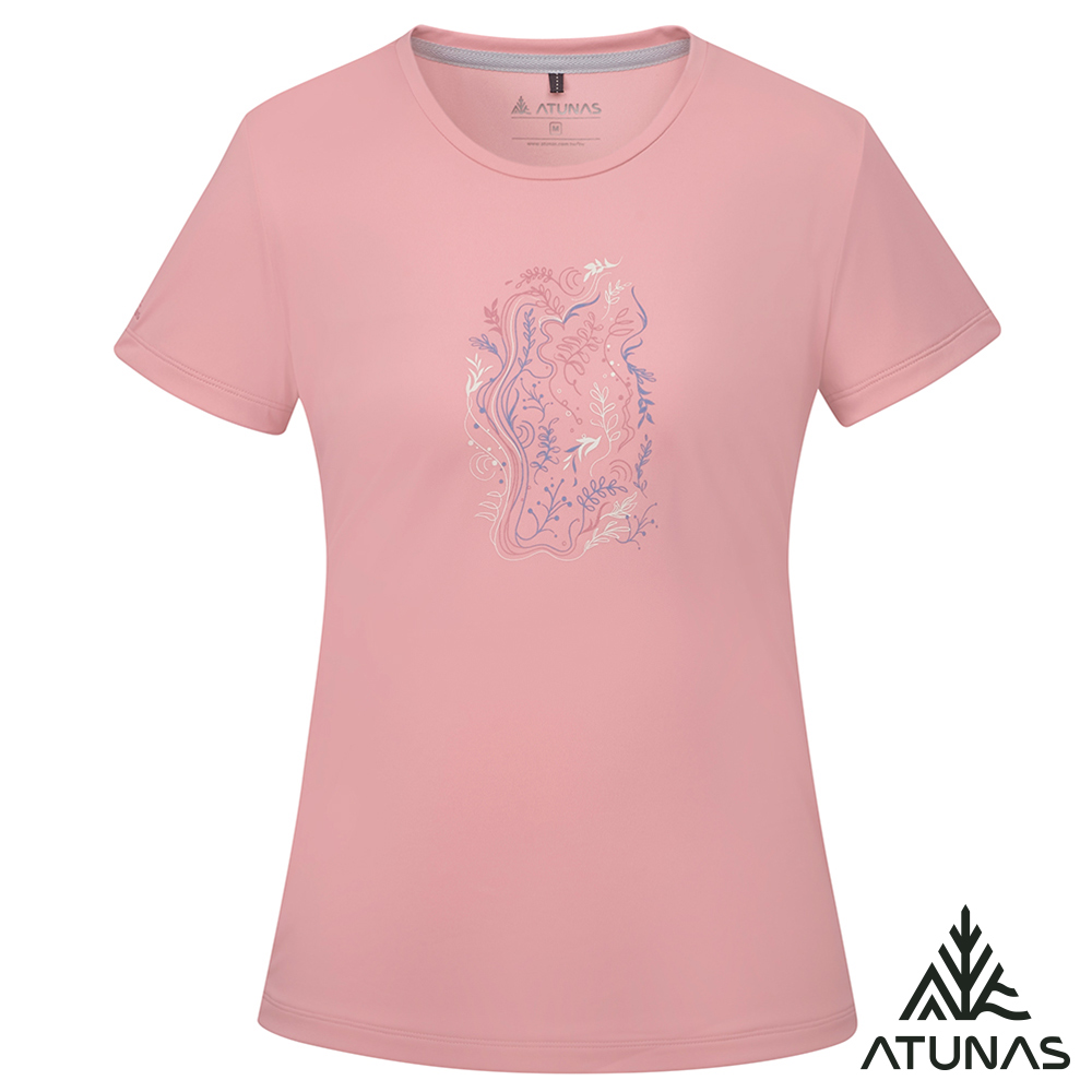 ATUNAS 歐都納 女款循環吸濕排汗短袖T恤A2TS2532WC玫瑰粉/防曬透氣/大尺碼/圖T