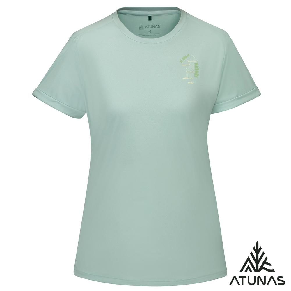 ATUNAS 歐都納 女款循環酷涼節能抑菌短袖T恤A1TS2510WC春芽綠/吸濕排汗/涼感防曬/透氣涼感/圖T/大尺碼