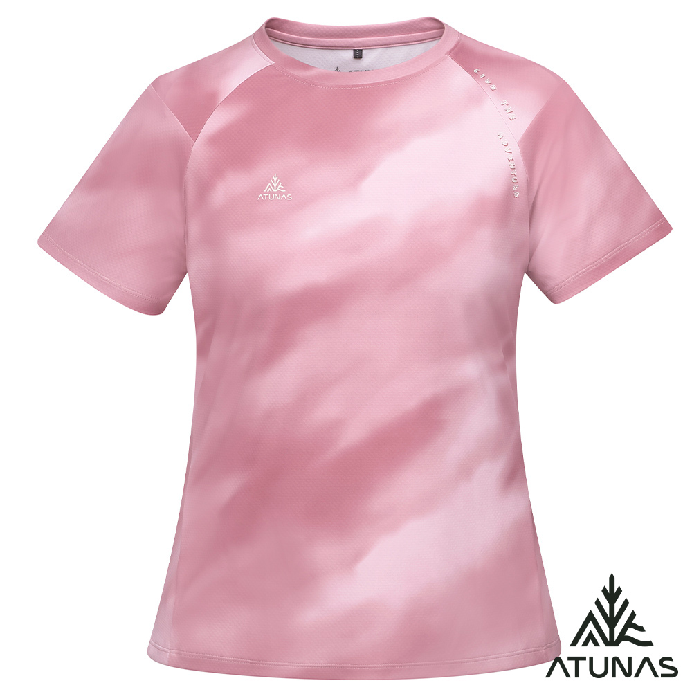 ATUNAS 歐都納 女款吸濕排汗短袖短袖T恤A2TS2534W漸層玫粉/透氣快乾/防曬抗UV/大尺碼