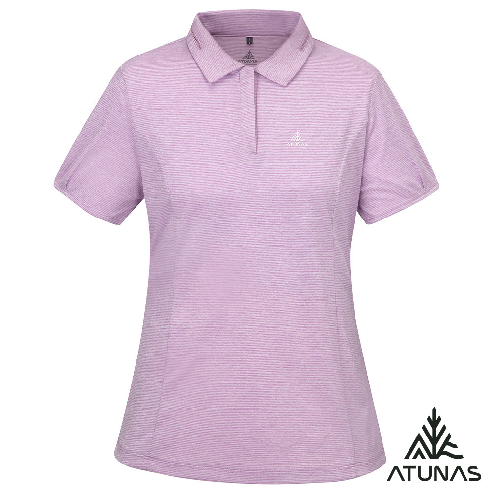 ATUNAS 歐都納 女款酷涼節能抑菌短袖POLO衫1PS2509W麻花紫/吸濕排汗衣/涼感抗臭透氣/大尺碼