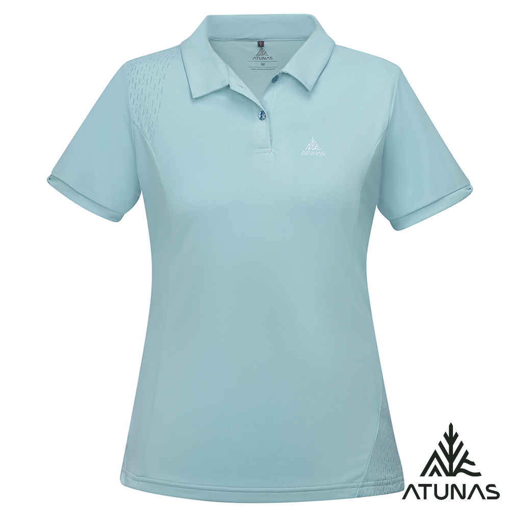 ATUNAS 歐都納 女款循環吸濕排汗短袖POLO衫A2PS2535WC湖綠/防曬透氣/素面/大尺碼