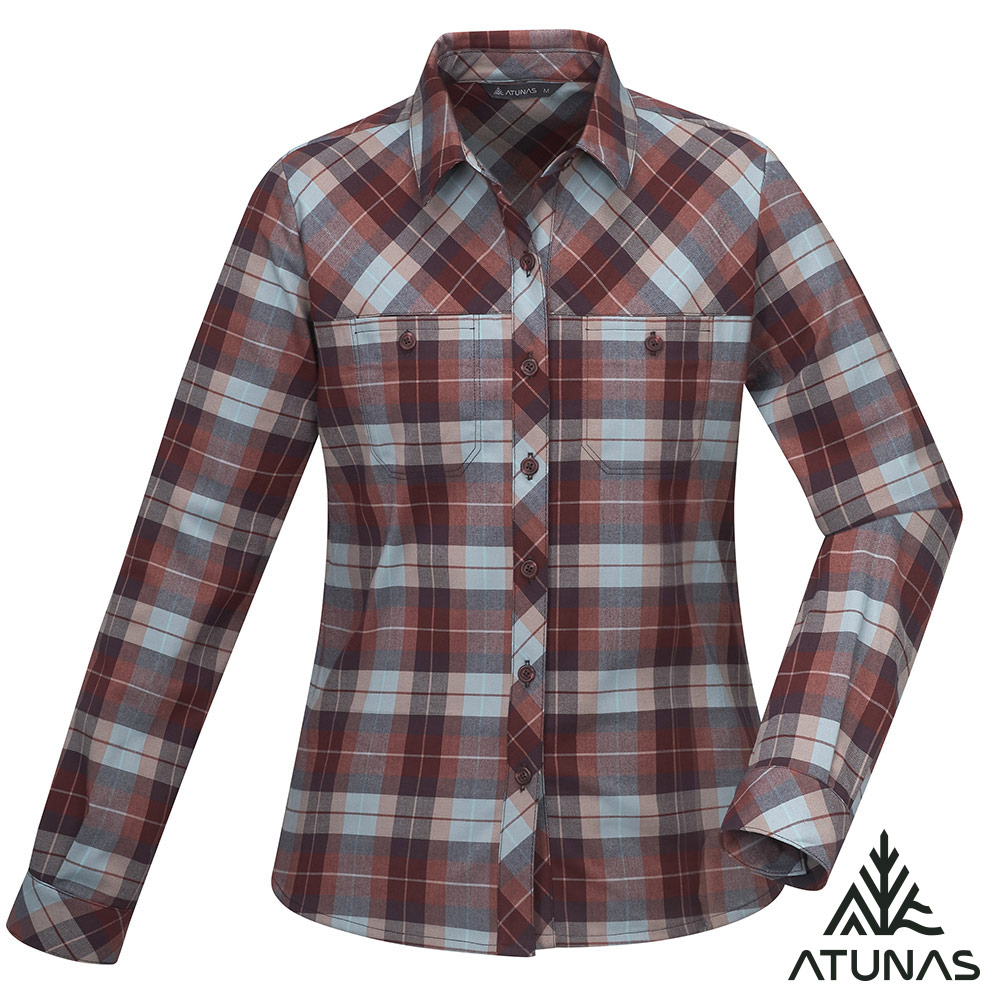 ATUNAS 歐都納 女款THERMOTECH科技纖維保暖長袖格紋襯衫A1SH2502W紅藍格/大尺碼