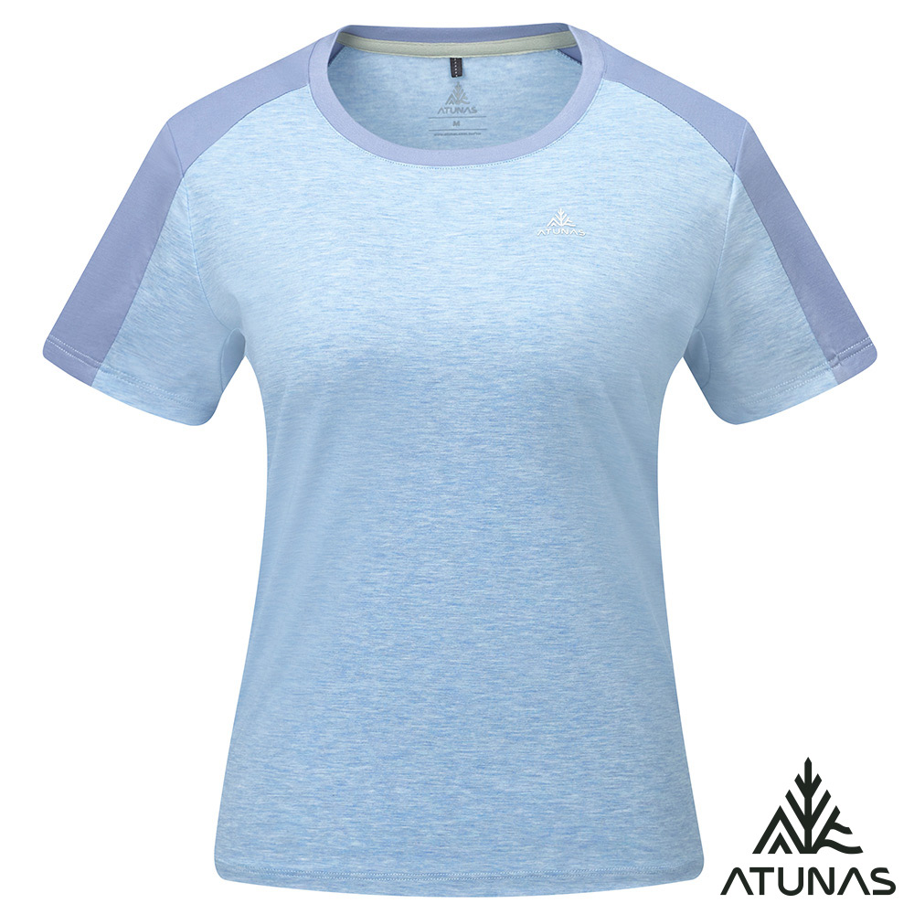 ATUNAS 歐都納 女款防曬吸濕排汗透氣彈性短袖T恤A8TS2617W藍紫/百搭素面T恤/大尺碼