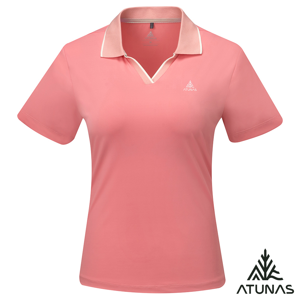 ATUNAS 歐都納 女款防曬透氣短袖POLO衫A2PS2606W霧粉/吸濕排汗衫/大尺碼