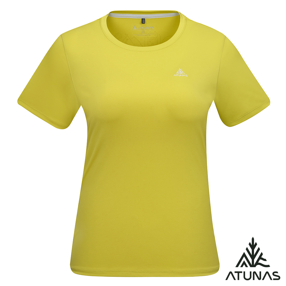 ATUNAS 歐都納 女款循環酷涼節能抑菌短袖T恤A1TS2604WC黃綠/防曬透氣涼感T/吸濕排汗衫/大尺碼
