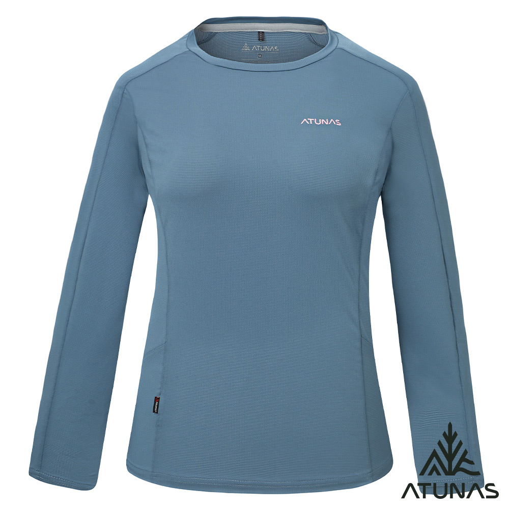 ATUNAS 歐都納 女款POLARTEC POWER DRY長袖T恤A1TSGZ02W深岩灰/透氣排汗/防曬透氣快乾/銀離子抗臭