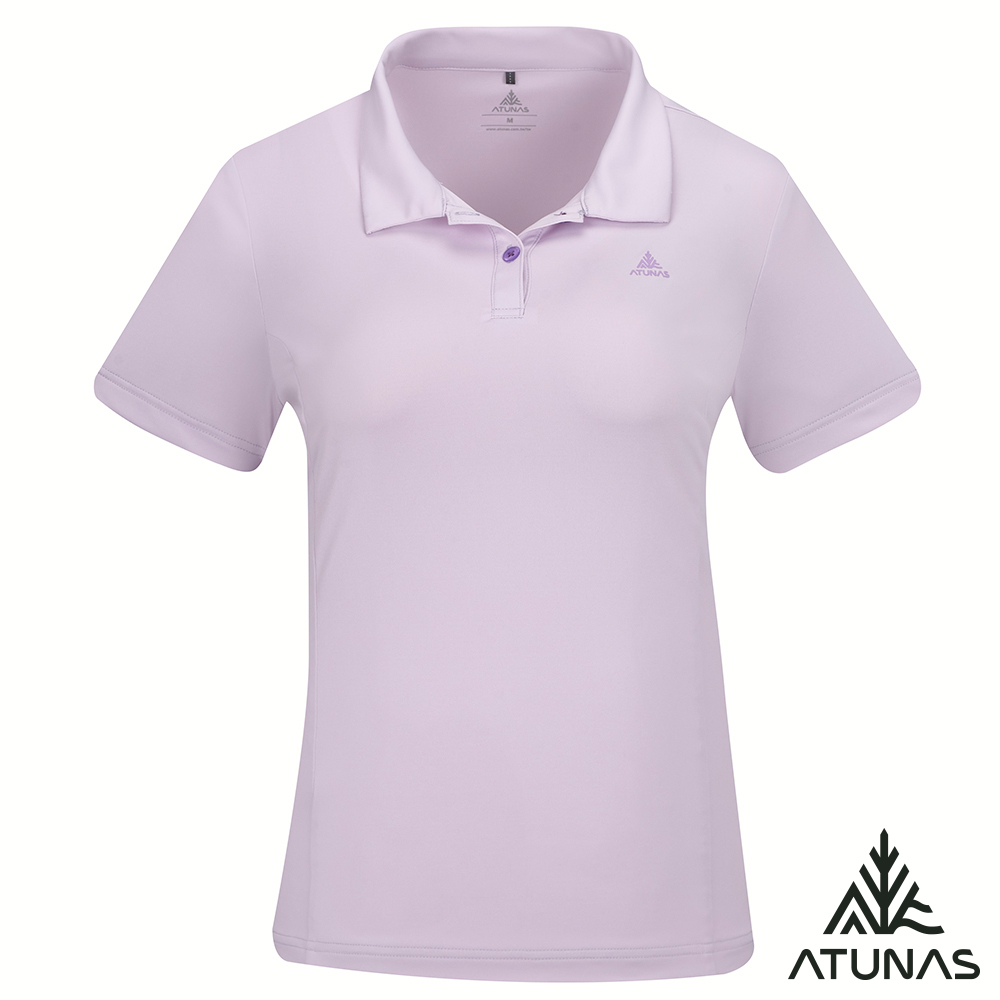 ATUNAS 歐都納 女款循環吸濕排汗短袖POLO衫A8PS2615WC淺紫/防曬透氣/素面大尺碼