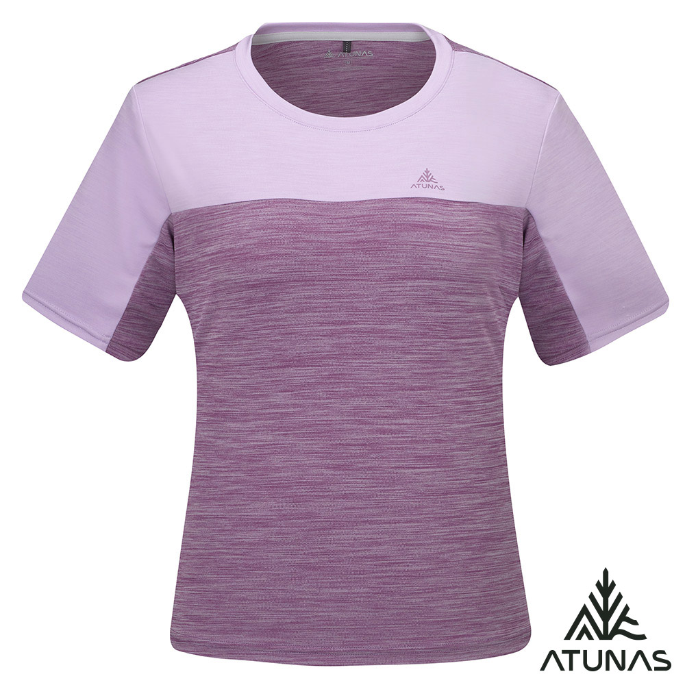 ATUNAS 歐都納 女款吸濕排汗防曬透氣短袖T恤/大尺碼/麻花短T/A2TS2608WC霧紫