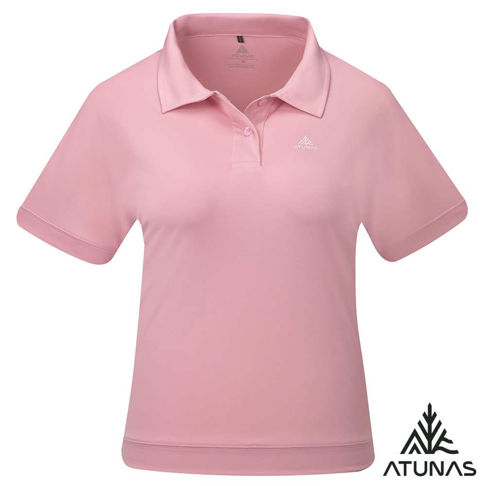 ATUNAS 歐都納 女款循環吸濕排汗短袖POLO衫/防曬透氣衫/素面大尺碼 A8PS2614WC胭脂粉