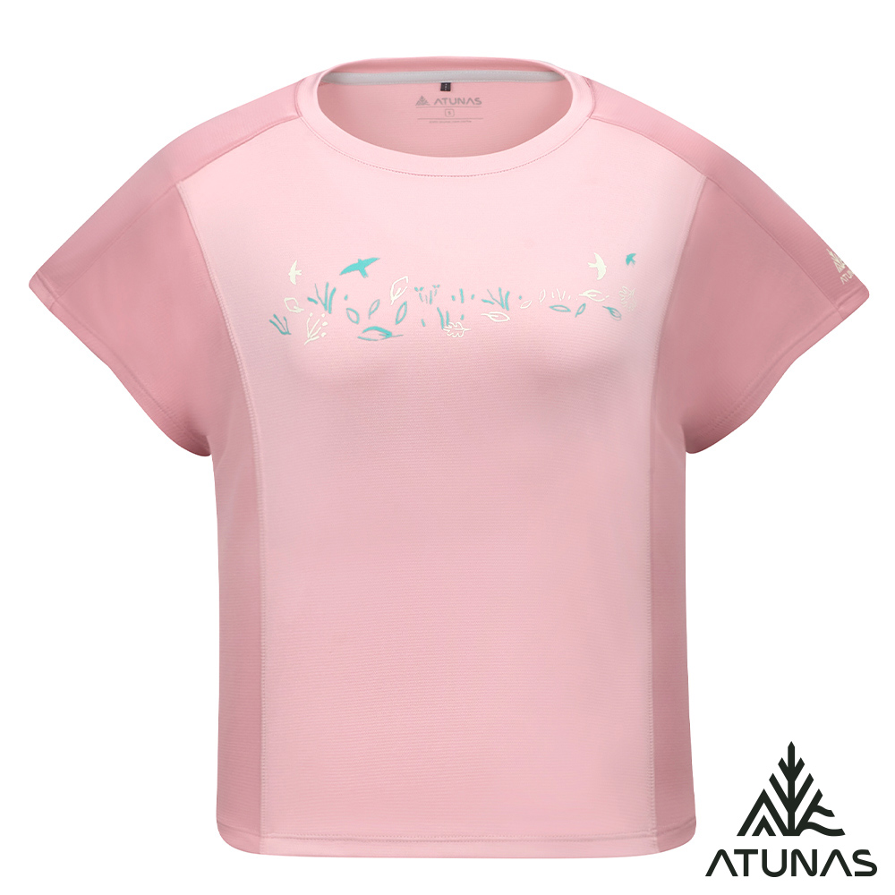 ATUNAS 歐都納 女款循環吸濕排汗防曬透氣短袖T恤/印花圖T/大尺碼A8TS2618WC胭脂粉