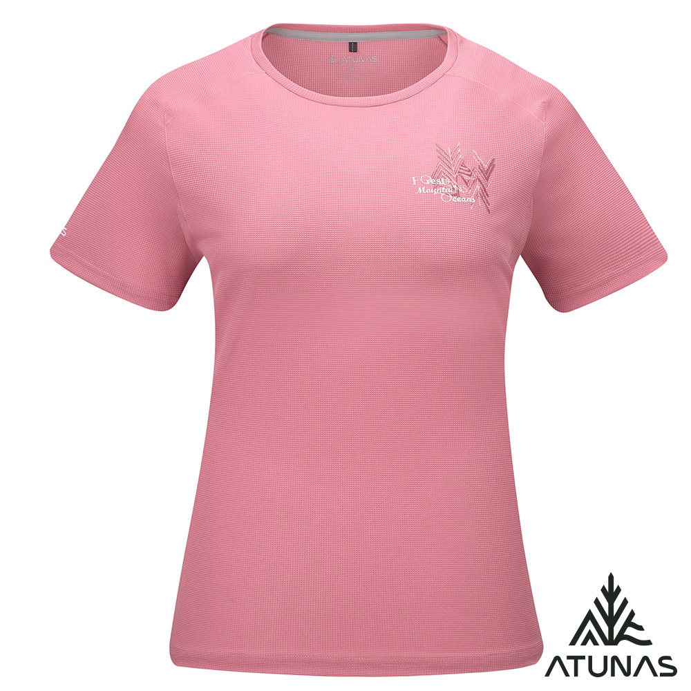 ATUNAS 歐都納 女款POLARTEC POWER DRY吸濕排汗透氣快乾短袖T恤A1TS2504W杏桃粉/銀離子抑菌除臭短T/大尺碼