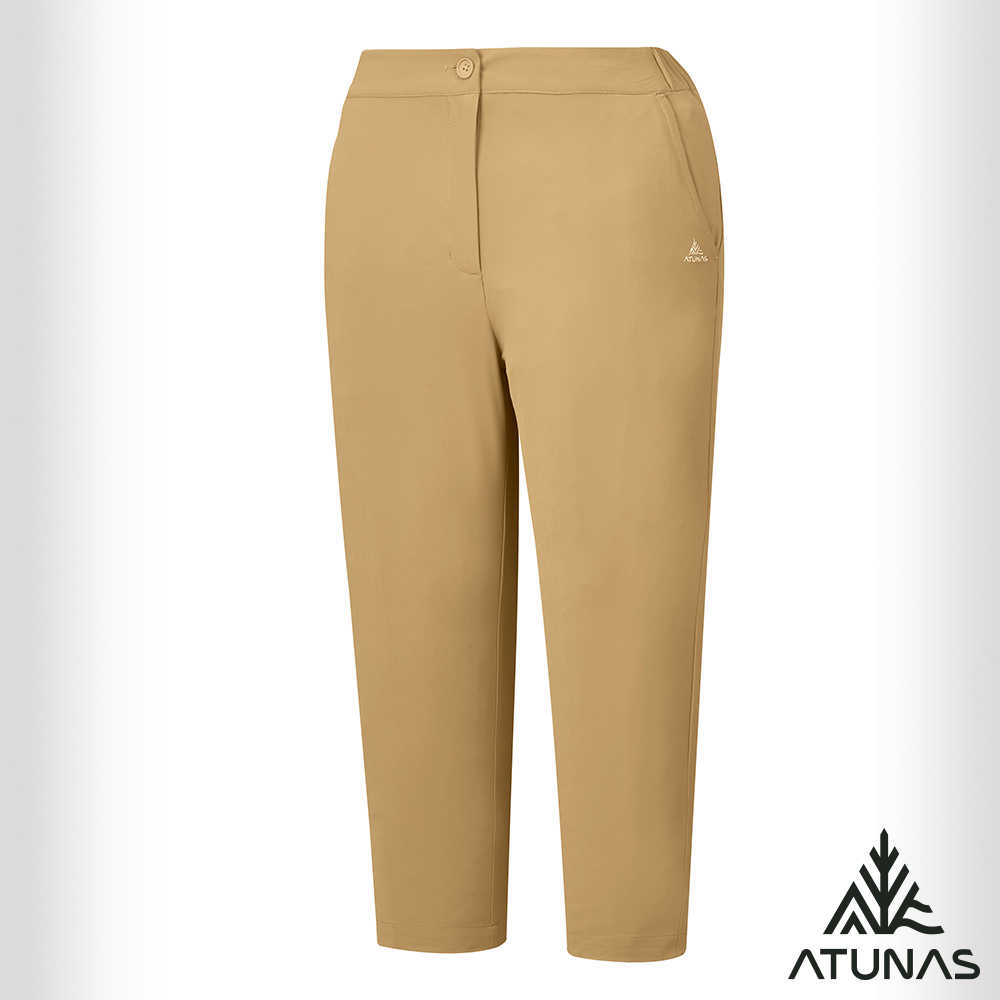 ATUNAS 歐都納 女款彈性七分褲/休閒褲/大尺碼A2PA2529W卡其/大尺碼