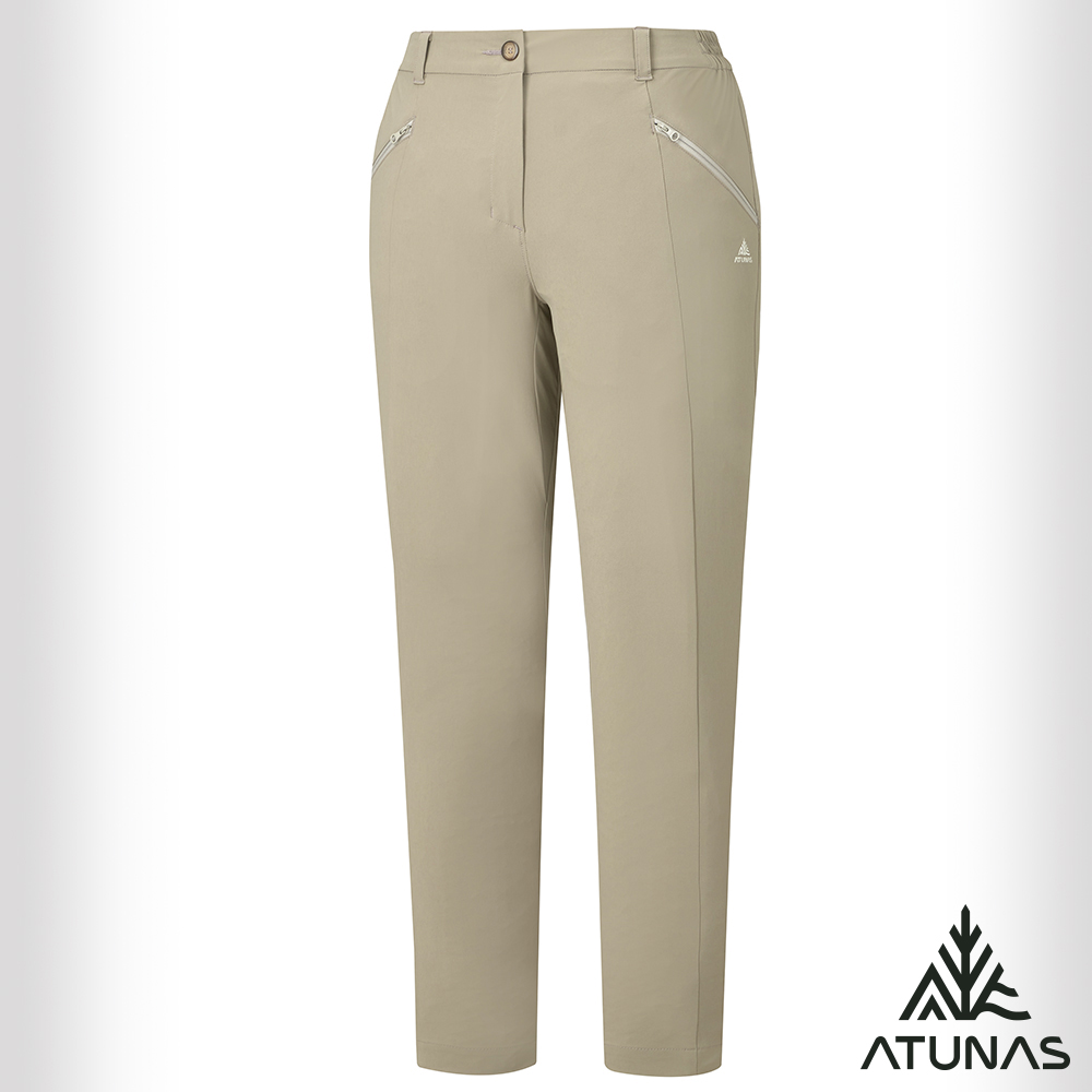 ATUNAS 歐都納 女款蚊瘋不動彈性長褲A1PA2611W卡其/防蚊防曬/吸濕排汗/涼感透氣/大尺碼