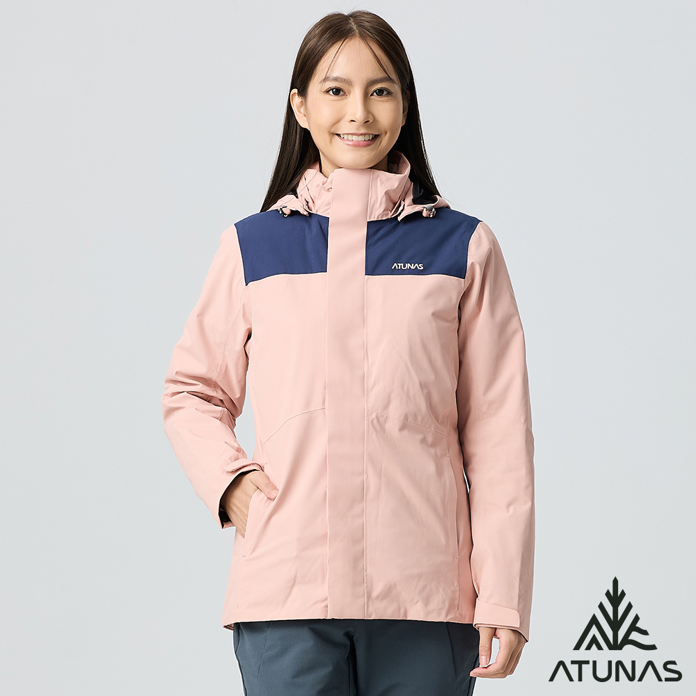 ATUNAS 歐都納 女款防水2IN1+羽絨保暖兩件式外套A1GA2503W粉/深藍