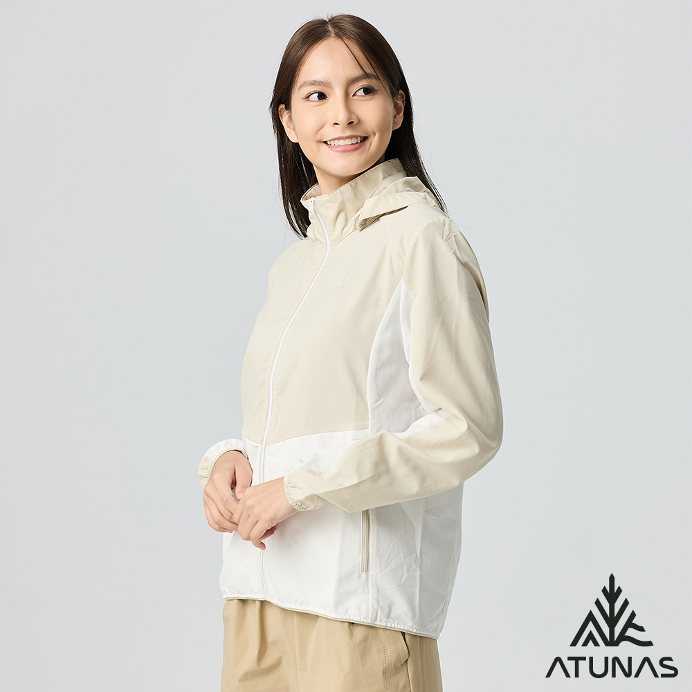 ATUNAS 歐都納 女款精彩隨行連帽外套A2GA2516W米卡/白/防曬輕量透氣/大尺碼