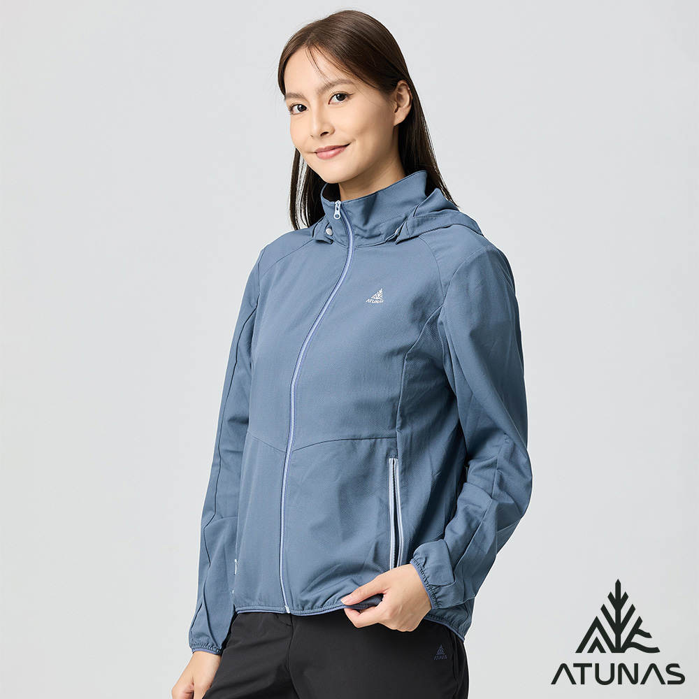ATUNAS 歐都納 女款精彩隨行連帽外套A2GA2516W深藍/防曬輕量透氣/大尺碼