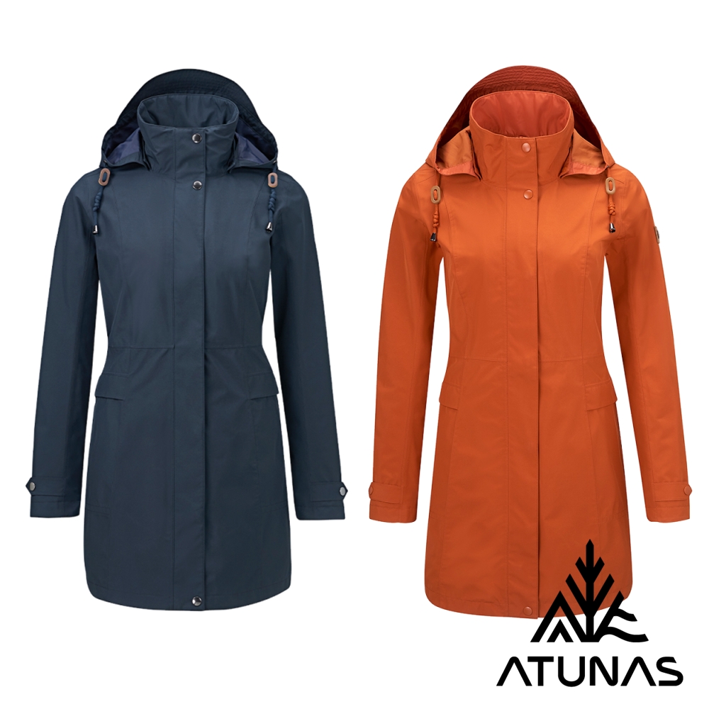 ATUNAS 歐都納 女款都會休閒GORE-TEX 2L防水透氣+保暖羽絨中長版兩件式外套A1GT2514W藍黑、栗子紅