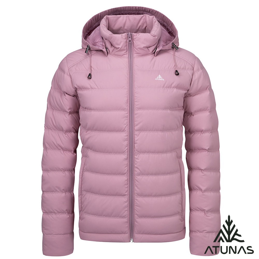 ATUNAS 歐都納 女款HEAT CORE蓄熱保暖輕量羽絨連帽外套A1GA2529W霧粉/大尺碼/防風防潑水