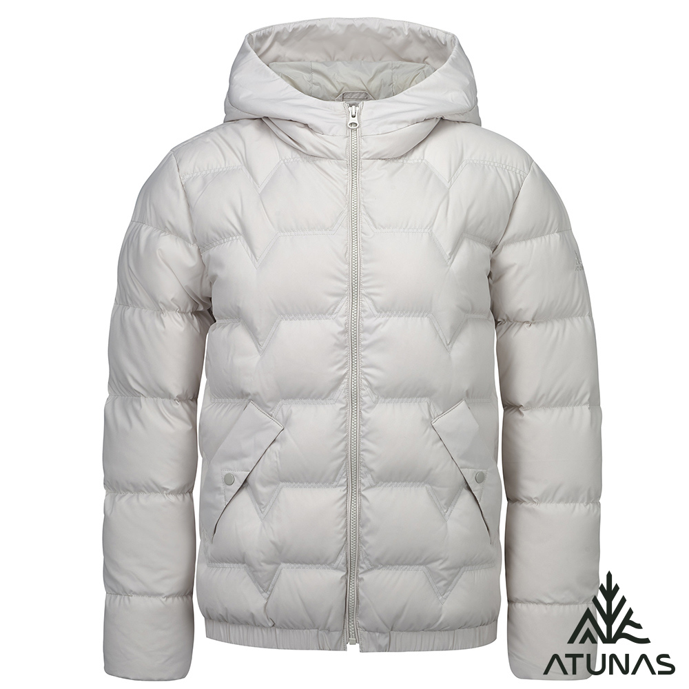 ATUNAS 歐都納 女款HEAT CORE蓄熱保暖輕量羽絨連帽外套A1GA2530W奶油白/防風防潑水/大尺碼