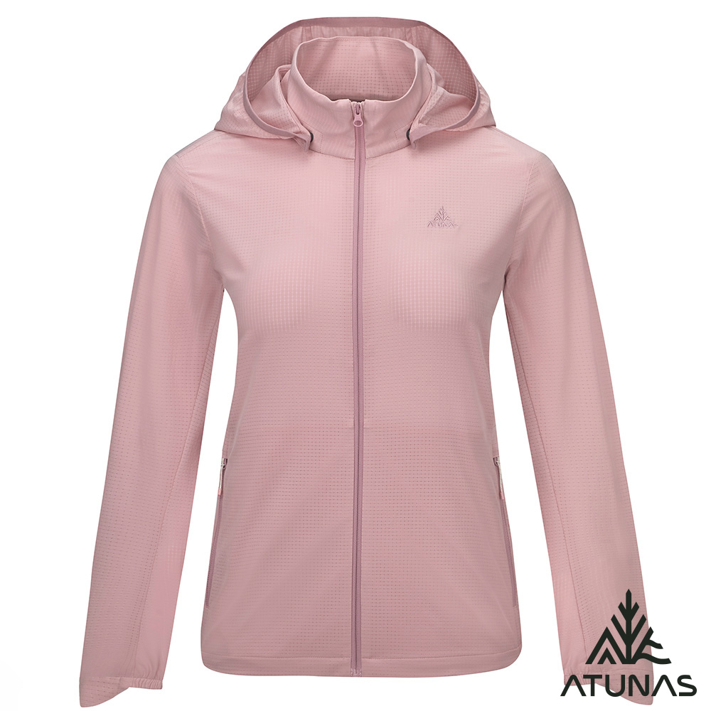 ATUNAS 歐都納 女款精彩隨行連帽外套A2GA2607W淺粉/防曬抗UV/輕量透氣/涼感輕薄外套/大尺碼
