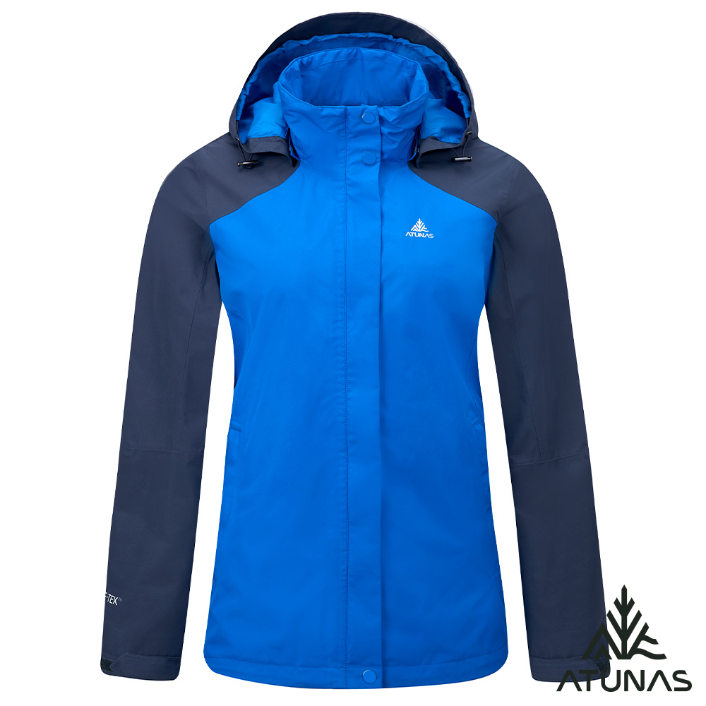 ATUNAS 歐都納 女款GORE-TEX 2L防水防風透氣+保暖潑水羽絨二件式外套A6GT2615W藍黑寶藍/大尺碼