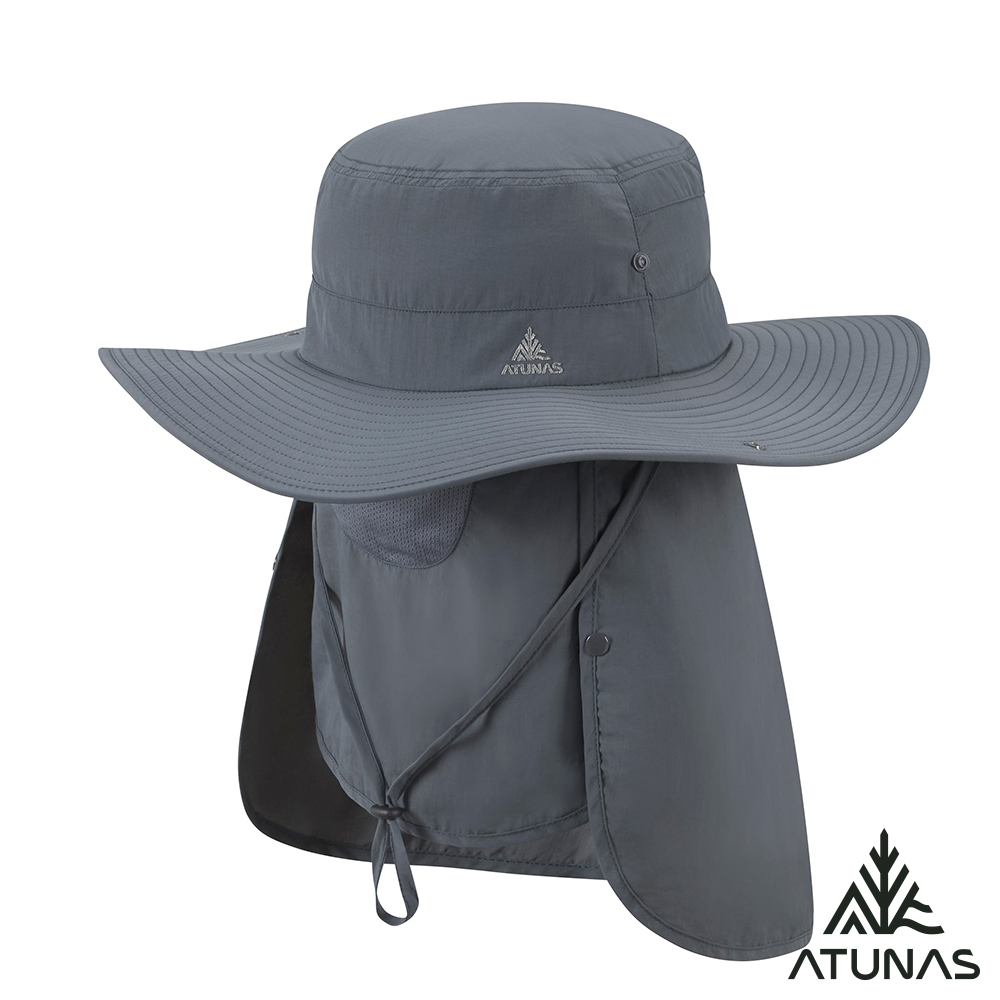 ATUNAS 歐都納 防曬抗UV透氣休閒大盤帽/可拆遮片/遮陽帽/登山帽A1AHHH12N深灰