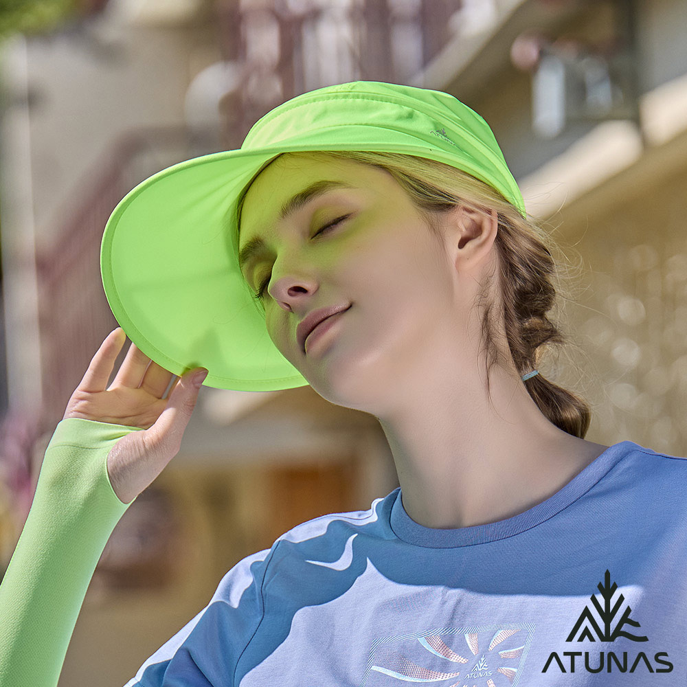 ATUNAS 歐都納 玩美肌光超輕兩用帽/防曬抗UV帽/遮陽帽/大盤帽/空頂帽A1AHHH16N螢光黃