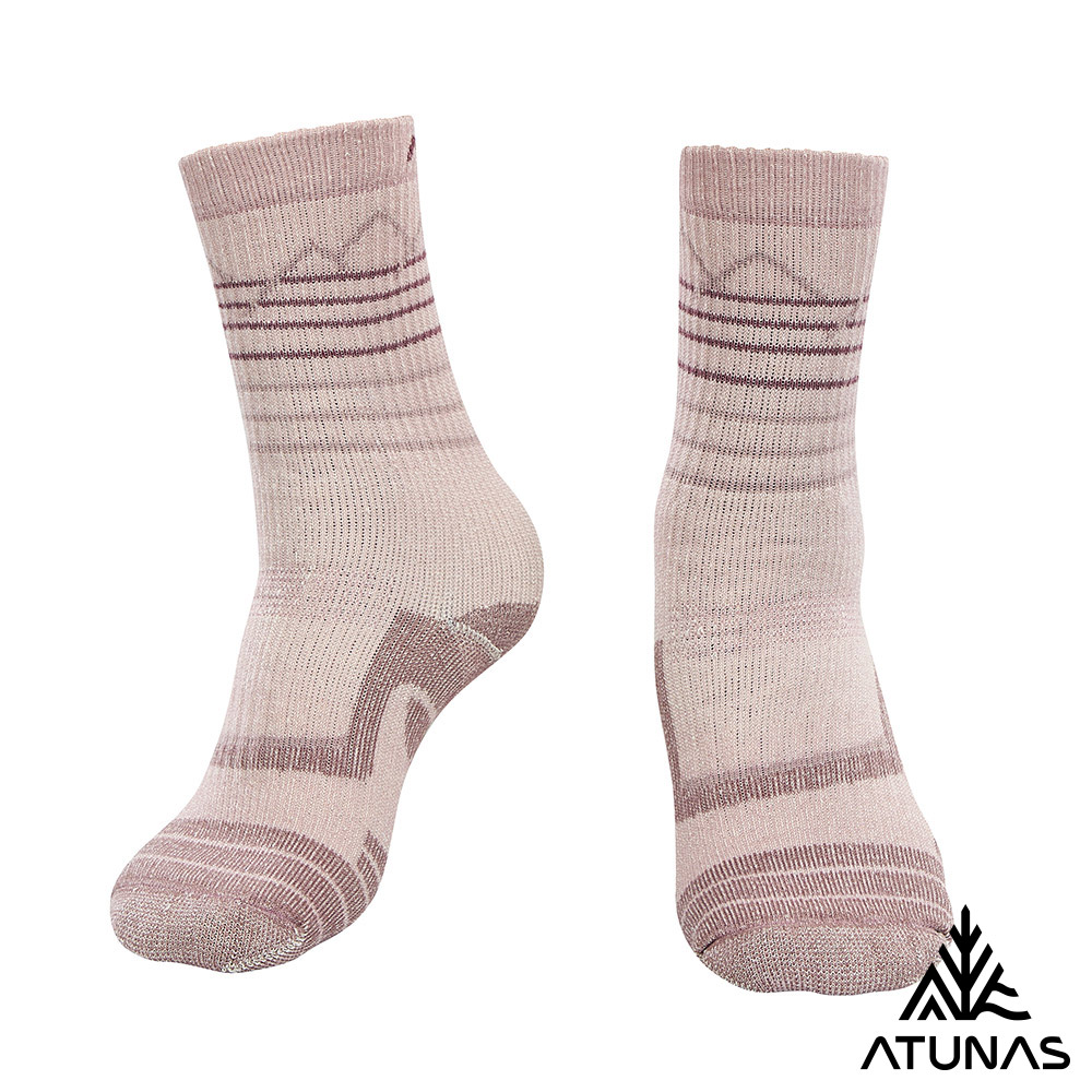 ATUNAS 歐都納 中筒厚底羊毛襪A1ASGZ04N霧粉/抑菌抗臭/恆溫舒適/吸濕排汗