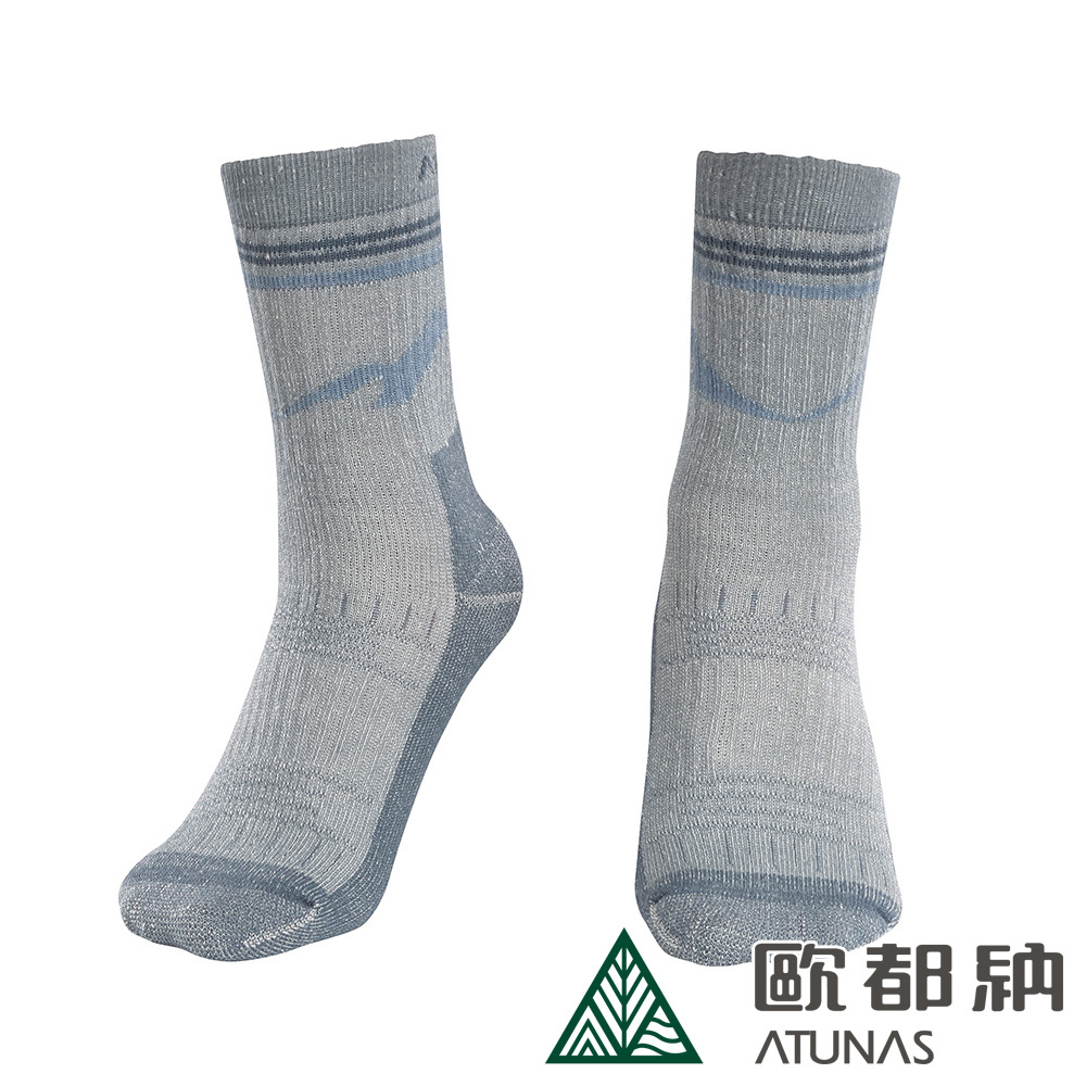 ATUNAS 歐都納 中筒厚底羊毛襪A1ASGZ05N石灰藍/抑菌抗臭/恆溫舒適/吸濕排汗