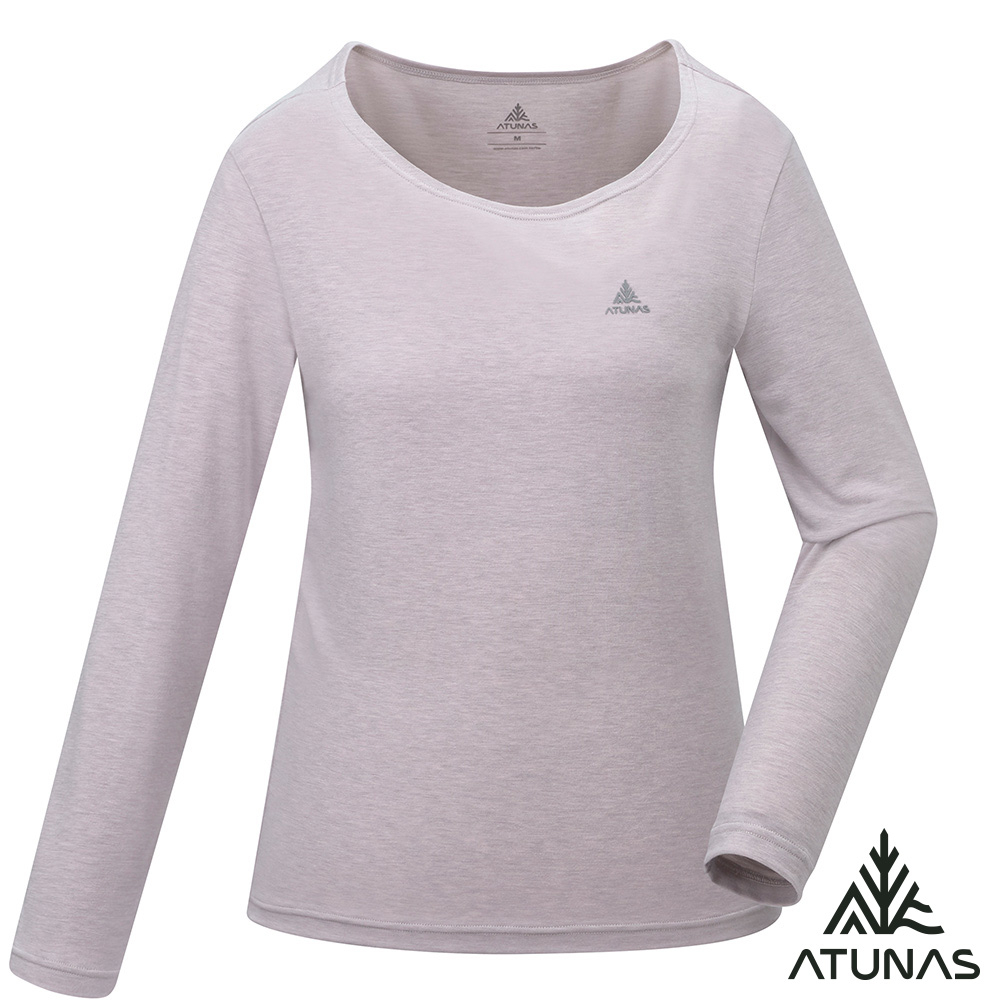 ATUNAS 歐都納 女款石墨烯抑菌蓄熱圓領內著衣A1UCGZ05W粉膚/薄款貼身內著/小尺碼
