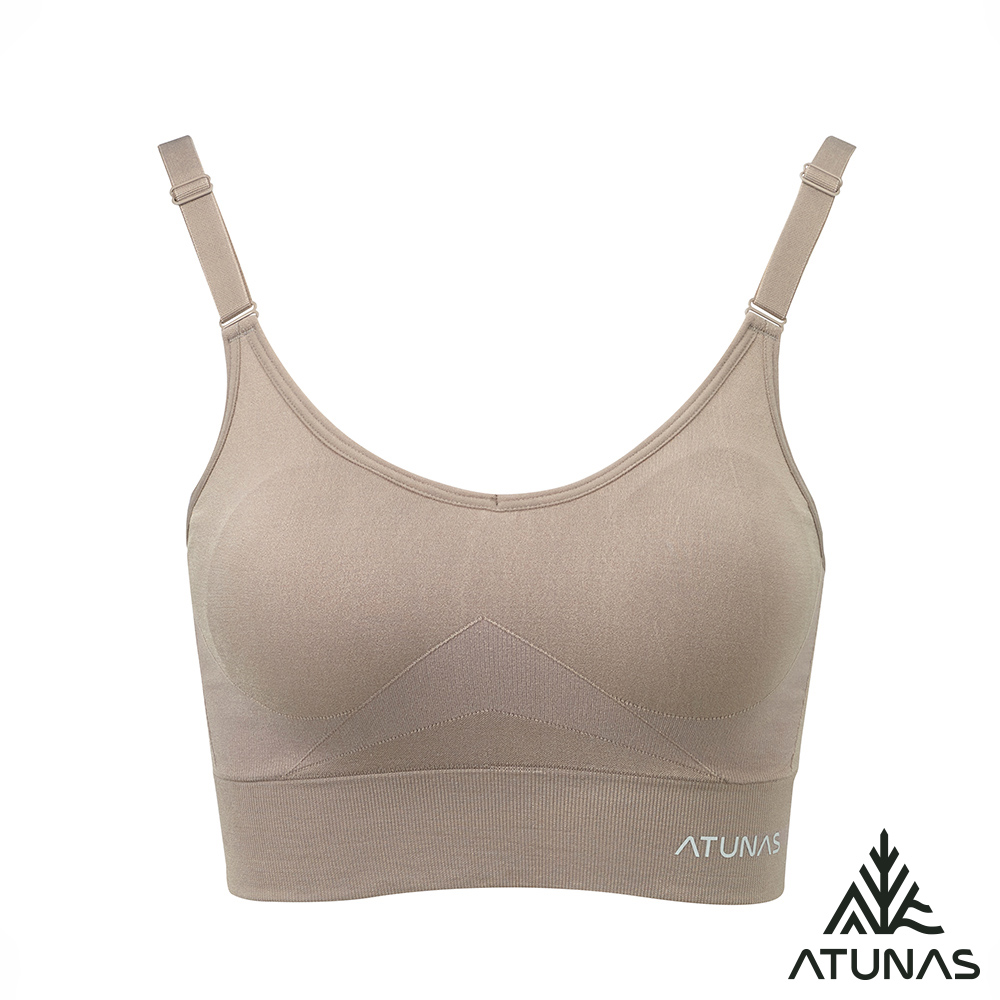 ATUNAS 歐都納 女款瞬透無縫內衣(含胸墊)/中低強度運動內衣A2UCHH01W灰卡