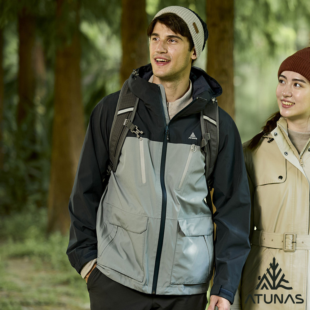ATUNAS 歐都納 男款樂遊戶外GORE-TEX 2L 防水透氣+羽絨保暖兩件式外套A1GT2510M霧綠/金黃棕、藍黑/岩石灰