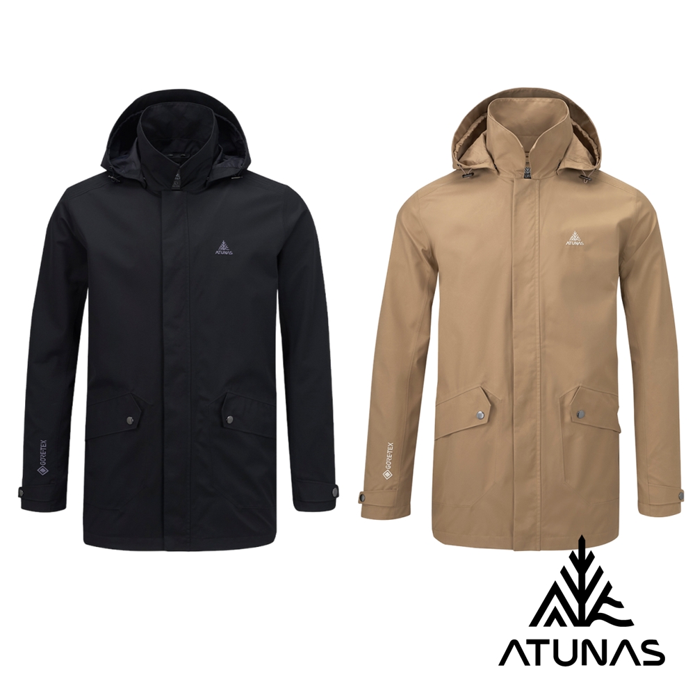 ATUNAS 歐都納 男款都會休閒GORE-TEX 2L 防水透氣+保暖羽絨兩件式中長版外套A1GT2513M卡其、黑