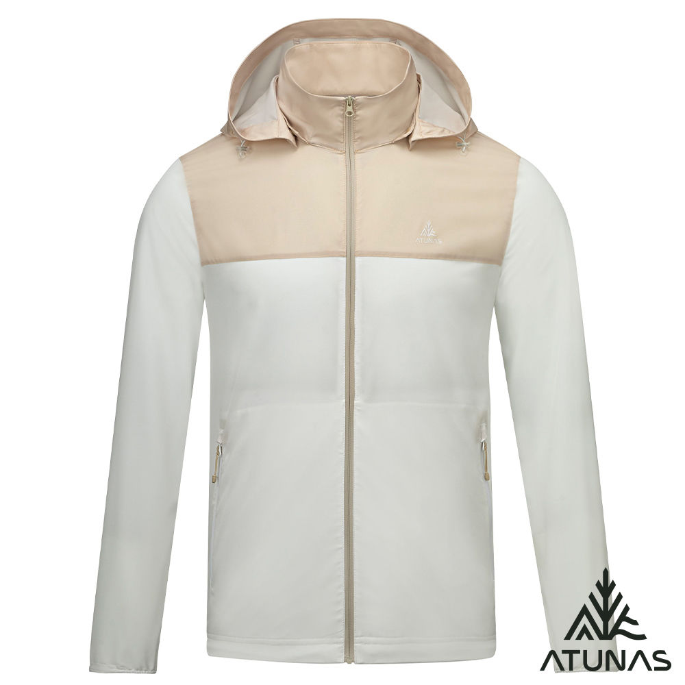 ATUNAS 歐都納 男款蚊瘋不動涼感連帽外套A1GA2601MC卡其/白/防蚊驅蟲/輕量防曬透氣/大尺碼