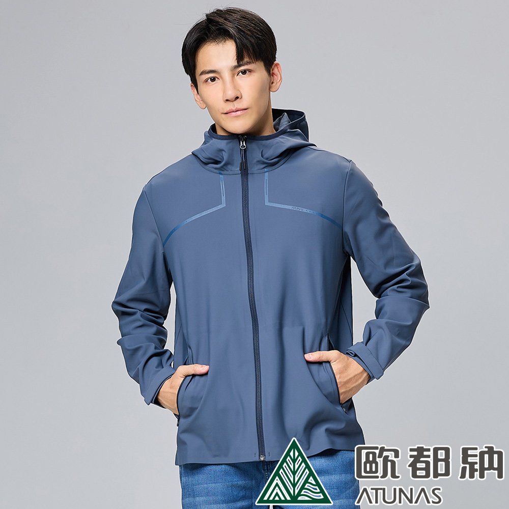 ATUNAS 歐都納 男款SOFTSHELL潑水輕暖連帽外套 A1GA2325M 夜藍/保暖刷毛/抗風防潑水/軟殼衣