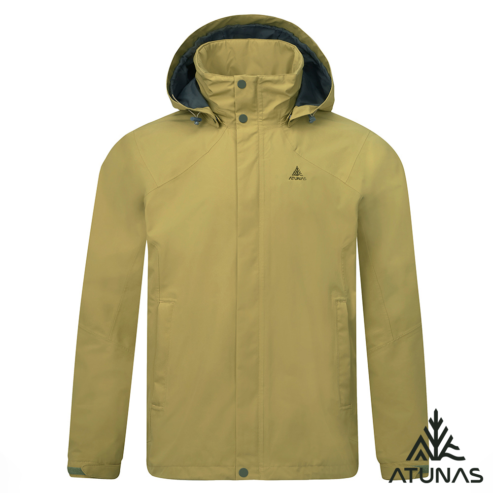 ATUNAS 歐都納 男款GORE-TEX 2L防水防風透氣+保暖羽絨二件式外套A6GT2614M卡其綠/大尺碼