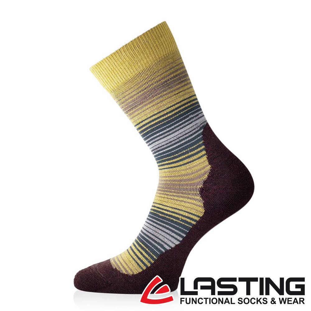 LASTING _捷克_羊毛中筒健行襪LT-WLG黃咖/一般款/運動襪/保暖透氣/抑菌抗臭