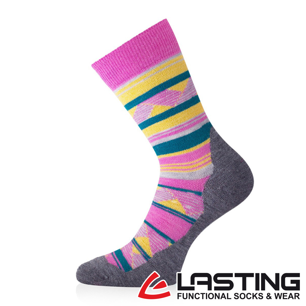 LASTING _捷克_羊毛中筒健行襪LT-WLI粉紅/一般款/運動襪/保暖透氣/抑菌抗臭