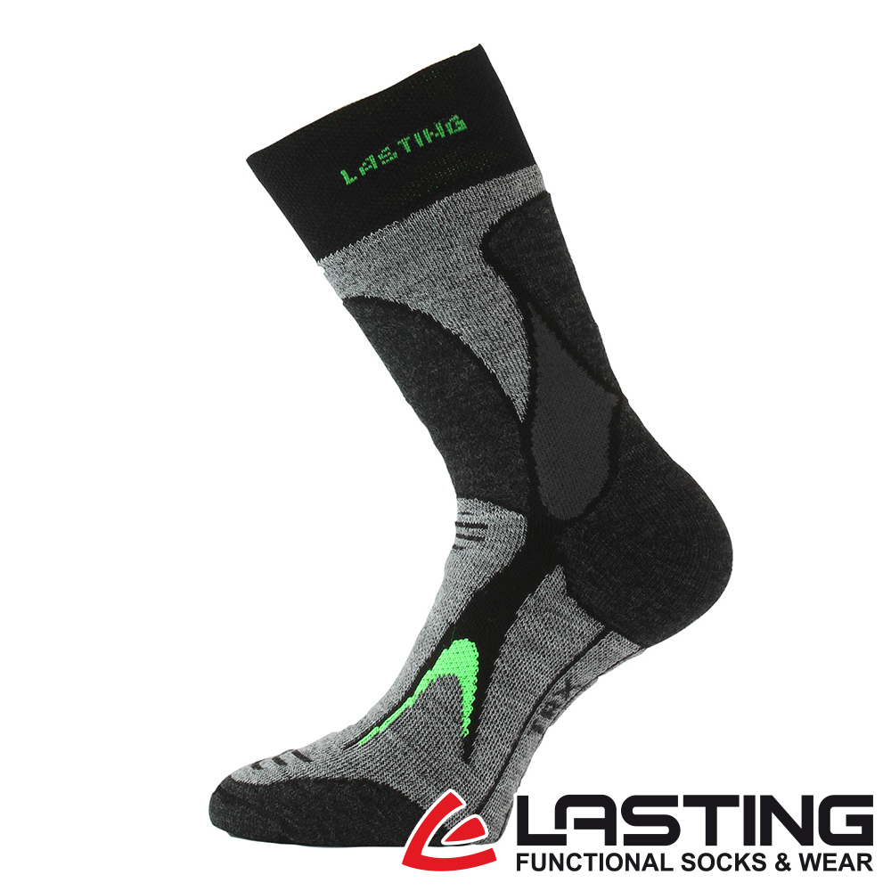 LASTING _ 捷克_美麗諾羊毛厚中筒保暖襪LT-TRX深灰綠/登山襪/雪襪/運動襪/抑菌抗臭襪