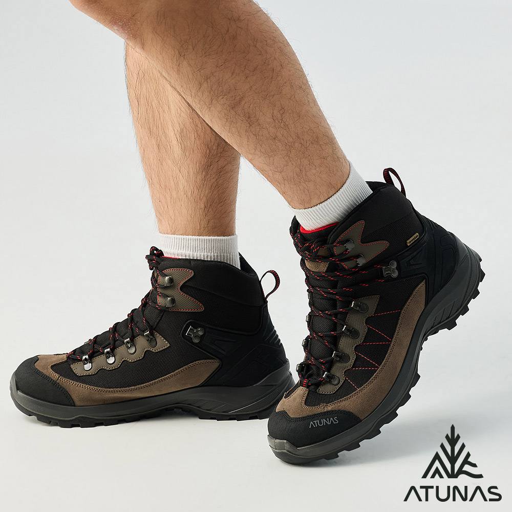 ATUNAS 歐都納 男款中筒防水登山健行鞋A1GCFF08N咖啡/透氣耐磨/寬楦舒適