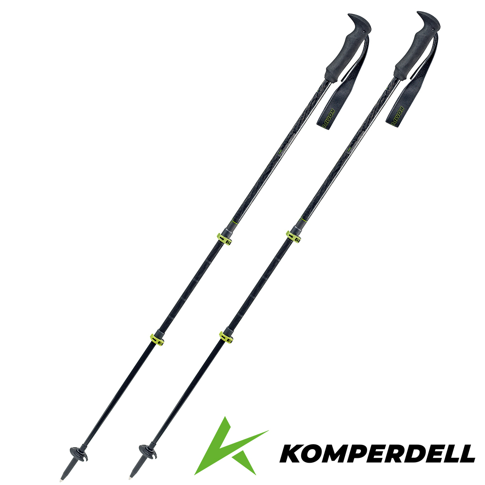 KOMPERDELL 奧地利_輕量碳纖+鈦金強力鎖定登山杖175237010-S黑/健行登山/單支入
