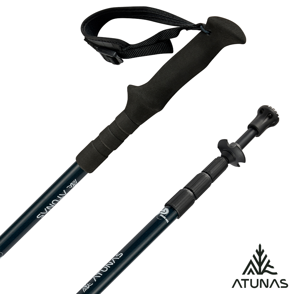 ATUNAS 歐都納 直把碳纖維四節旋轉避震登山杖125/55cm-A1WSGZ04N深藍