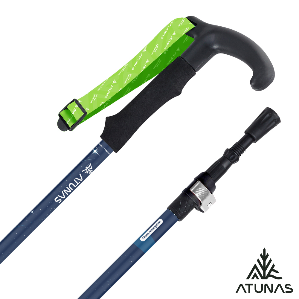 ATUNAS 歐都納 T把鋁合金三節旋轉避震登山杖135/62cm-A1WSGZ08N星空藍