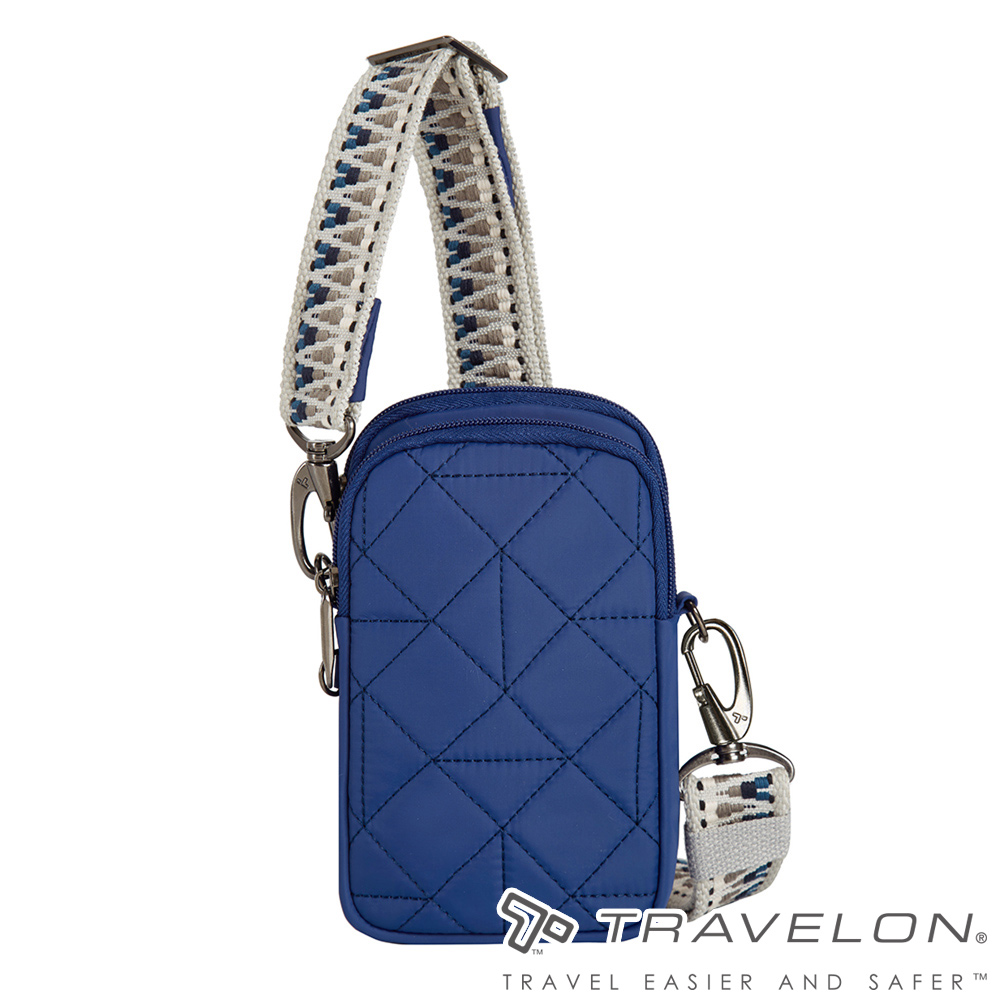 TRAVELON _美國防盜包_Boho防盜隨身斜背包TL-43621藍/休閒旅遊小包/小方包/手機包