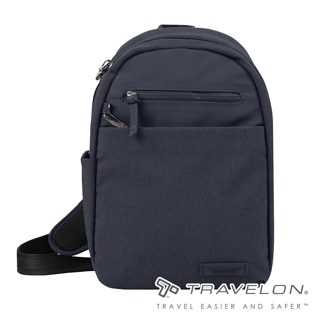 TRAVELON _美國防盜包_METRO城市斜背包TL-43413深藍/單肩包/休閒旅遊包