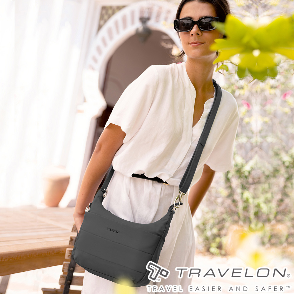 TRAVELON _美國防盜包_Roam防盜斜背包TL-43677黑/斜肩包/側肩包/出國休閒旅遊包