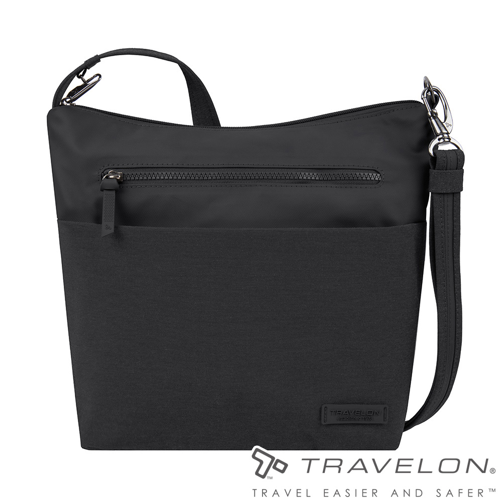 TRAVELON _美國防盜包_METRO商務休旅斜背包TL-43414黑/斜肩包/方形包/休閒旅遊包