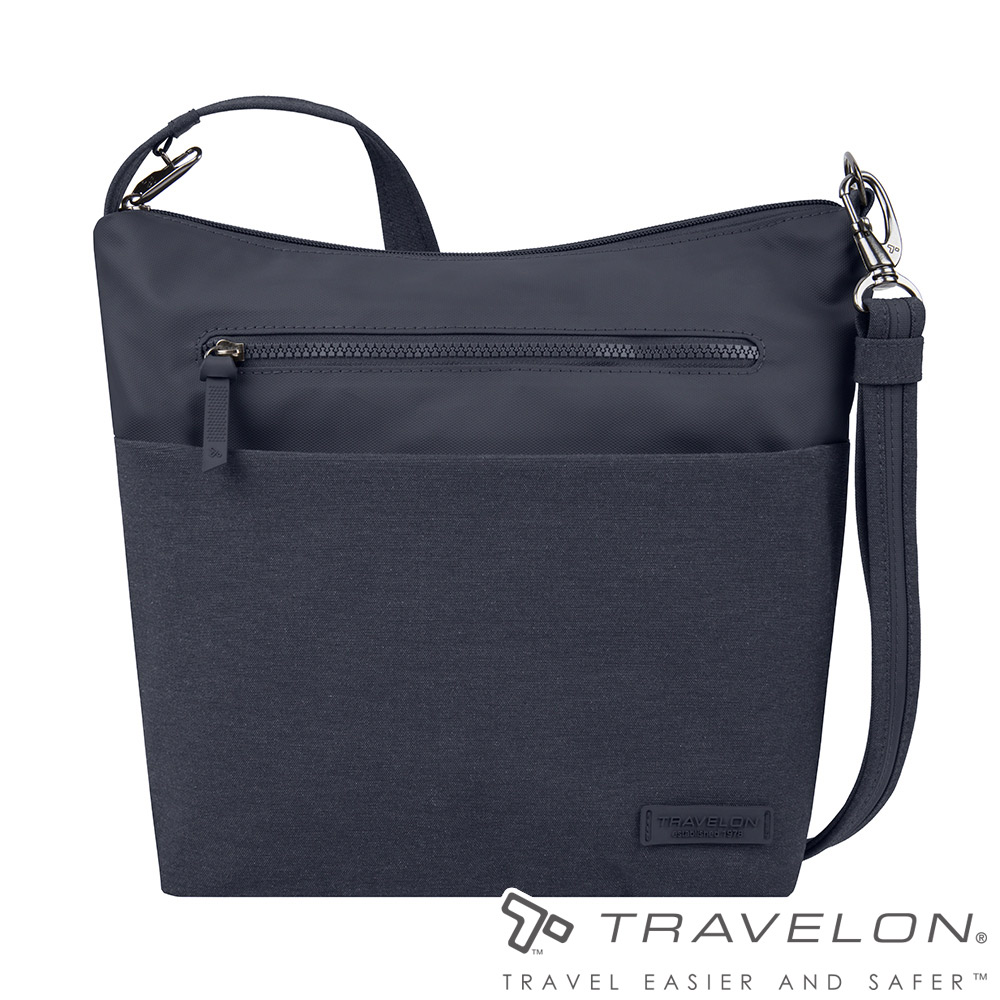 TRAVELON _美國防盜包_METRO商務休旅斜背包TL-43414深藍/斜肩包/方形包/休閒旅遊包