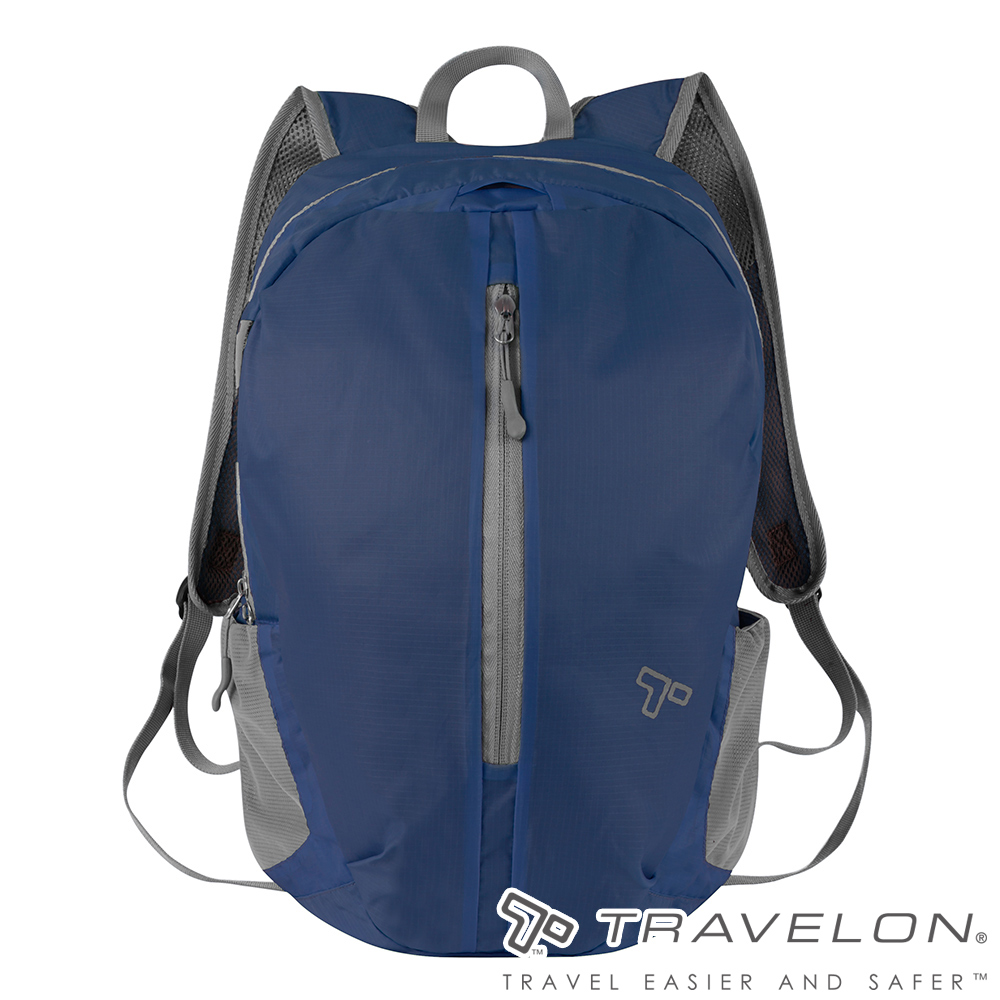 TRAVELON _美國防盜包_PACKING折疊收納後背包TL-42817深藍/收納體積小/輕量防潑水/簡易攻頂包