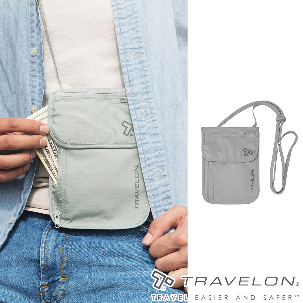 TRAVELON _美國防盜包_RFID BLOCKING隱藏式錢包TL-12998灰/出國旅遊隨身包/貼身錢包
